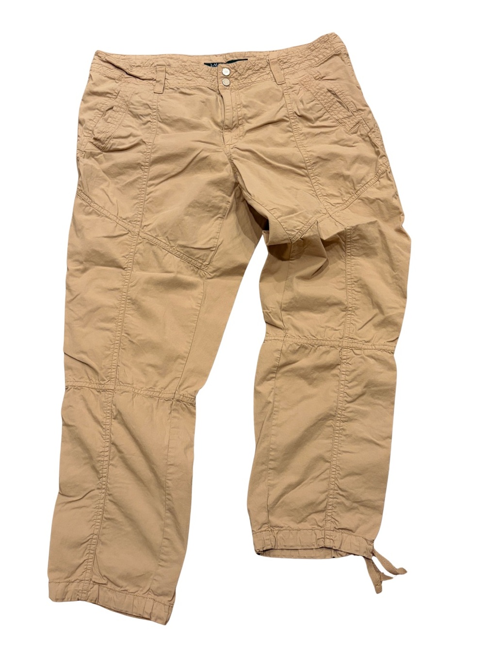 Lauren Ralph Lauren 14W Light Khaki/sand Pants w/ Drawstring Hem at ankles